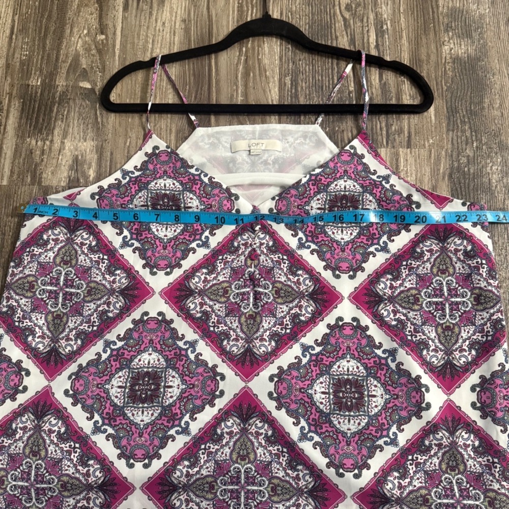 LOFT Womens XL Magenta Medallion Paisley Lightweight V-Neck Lined Camisole - Picture 7 of 10